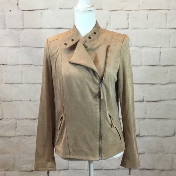 Adrienne Vittadini Faux Suede Motorcycle Jacket - Picture 1 of 6